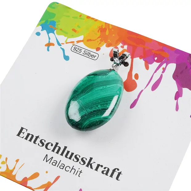 Malachite pendant, large Tumbled Stone, rhodiniert | Marco Schreier