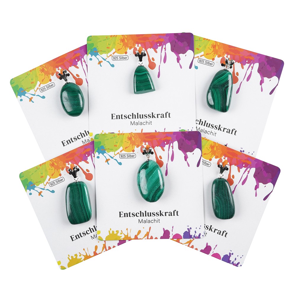 Ciondolo in Malachite, pietra burattata grande, rodiato | Marco Schreier