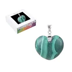 0610625154 Malachite (stab.) pendant, heart (28mm), 4.2cm, rhodiniert | Marco Schreier