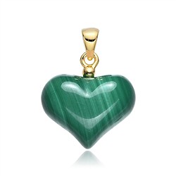 0610629064 Malachite (stab.) pendant, heart (16mm), 2.4cm, gold-plated | Marco Schreier
