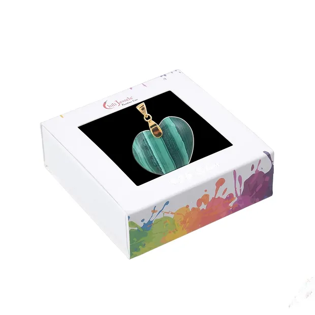 Pendentif Malachite (stab.), coeur (28mm), 4,2cm, doré | Marco Schreier