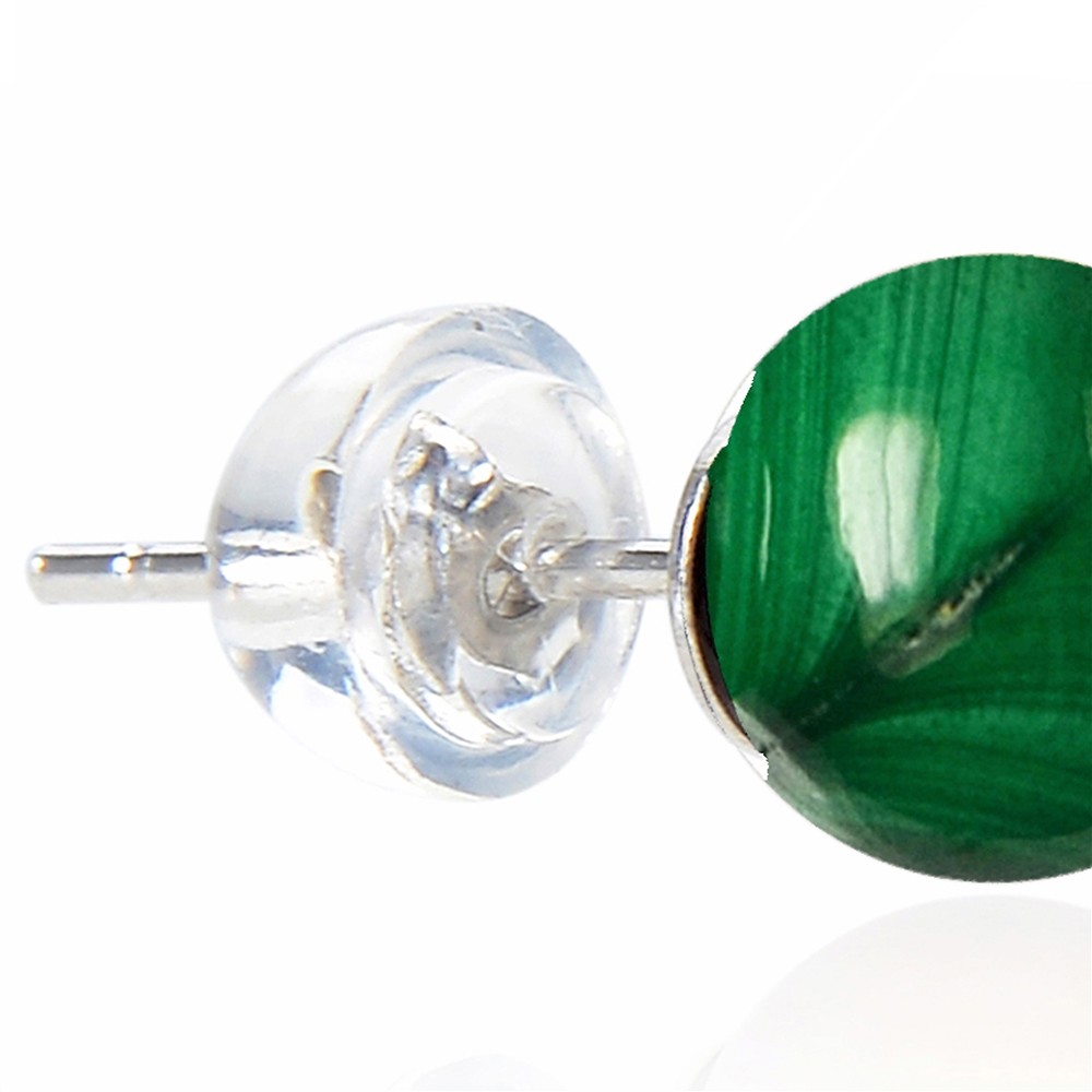 Earstuds Malachite (stab.), ball, 6mm, rhodiniert | Marco Schreier