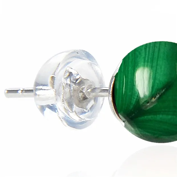 Clous d'oreilles Malachite (stab.), boule, 6mm, rhodié | Marco Schreier