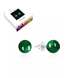 0610645106 Earstuds Malachite (stab.), ball, 6mm, rhodiniert | Marco Schreier