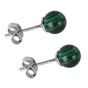 Perno auricolare Malachite (stab.), sfera, 8 mm, rodiato | Marco Schreier