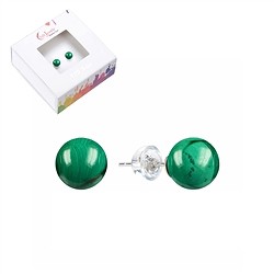 0610645108 Clous d'oreilles Malachite (stab.), boule, 8mm, rhodié | Marco Schreier