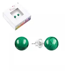 0610645108 Clous d'oreilles Malachite (stab.), boule, 8mm, rhodié | Marco Schreier