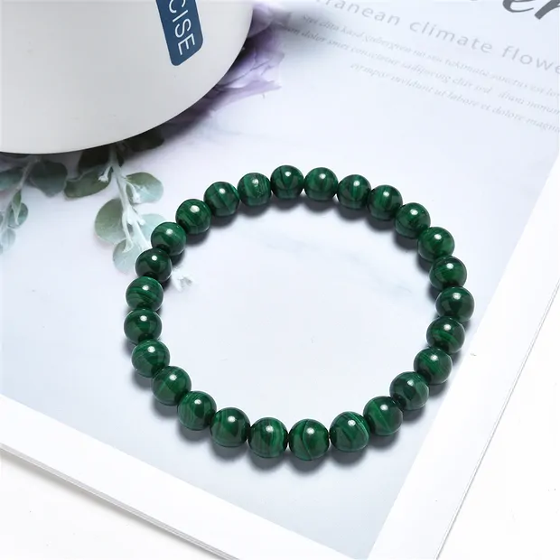 Bracelet, Malachite (stab.), 08mm beads | wholesaler gems & healing stones