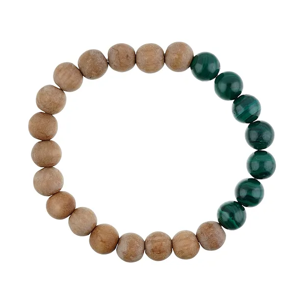 Bracelet, Malachite, sandalwood, 8mm, 17cm | wholesaler gems & healing stones