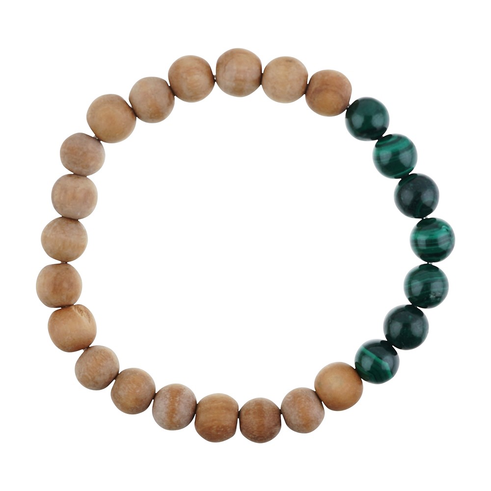 Bracelet, Malachite, bois de santal, 8mm, 20cm | Marco Schreier