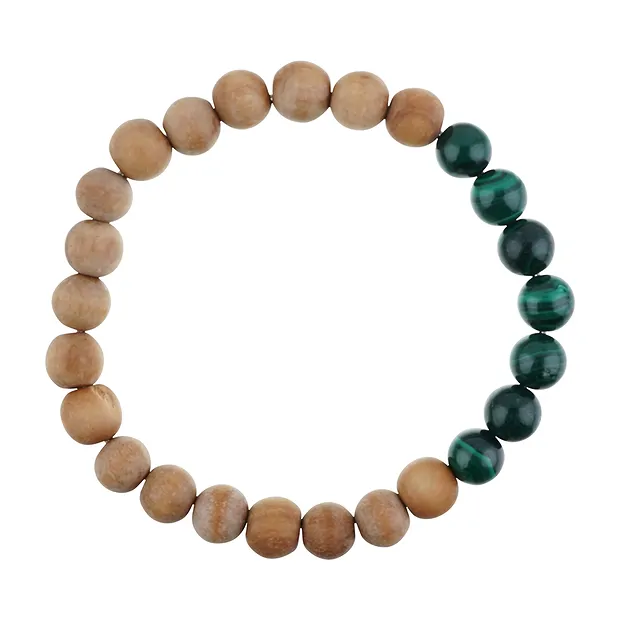 Bracelet, Malachite, bois de santal, 8mm, 20cm | Marco Schreier