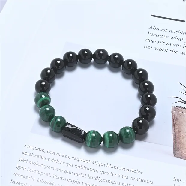 Bracelet, Schorl (stab.), Malachite (stab.), boules 10mm | Marco Schreier
