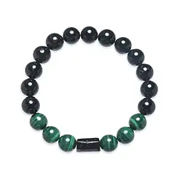 0610664652 Bracelet, Schorl (stab.), Malachite (stab.), boules 10mm | Marco Schreier