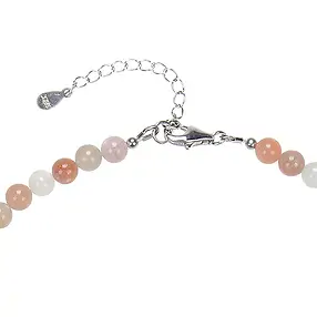 Moonstone necklace, beads (6mm), rhodiniert | wholesaler gems & healing stones