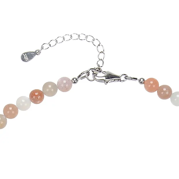 Kette Mondstein, Kugeln (6mm), rhodiniert, Verlängerungskettchen | Marco Schreier