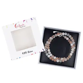 Moonstone necklace, beads (6mm), rhodiniert | wholesaler gems & healing stones