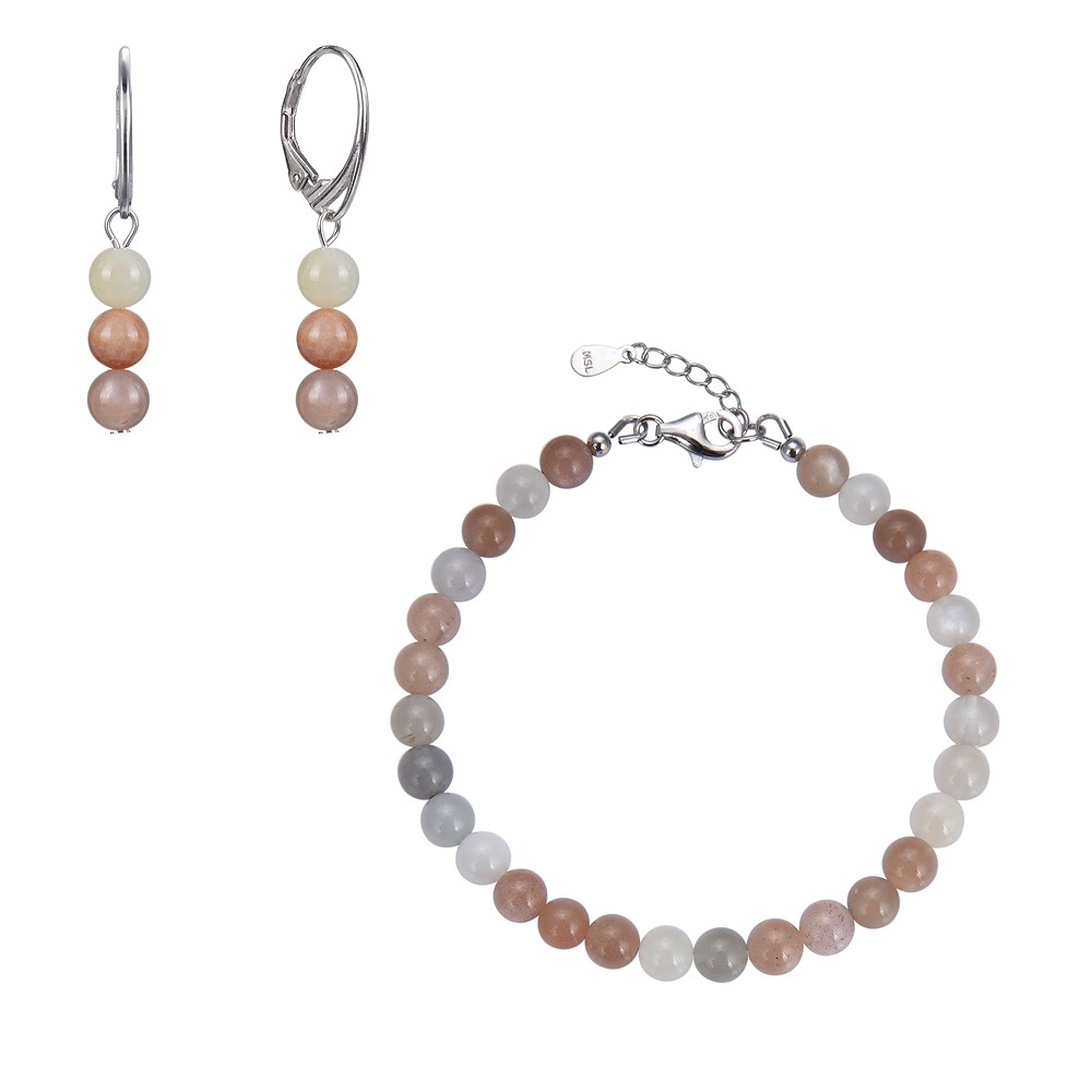 Collana in pietra di luna, perline (6 mm), rodiato, catena di prolunga | Marco Schreier