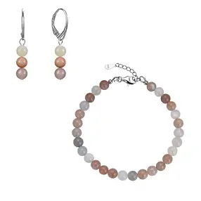 Moonstone necklace, beads (6mm), rhodiniert | wholesaler gems & healing stones