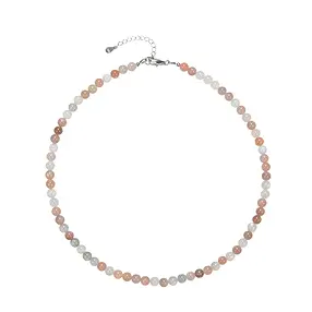 Moonstone necklace, beads (6mm), rhodiniert | wholesaler gems & healing stones