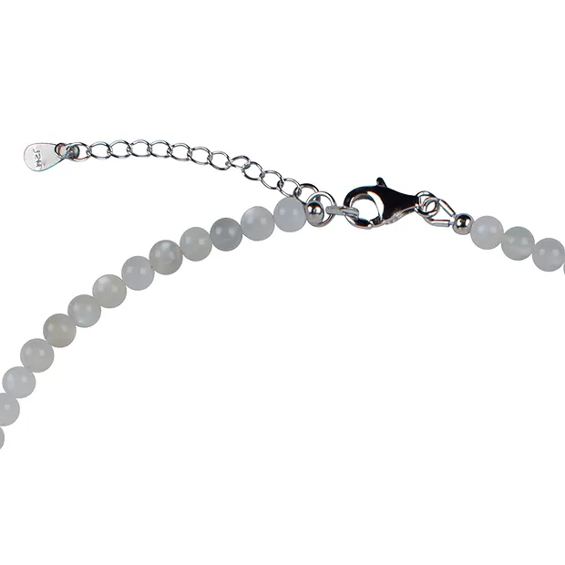 Chaîne Pierre de lune, boules (4mm), rhodié | Marco Schreier