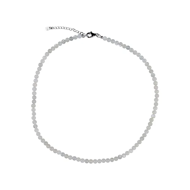 Chaîne Pierre de lune, boules (4mm), rhodié | Marco Schreier