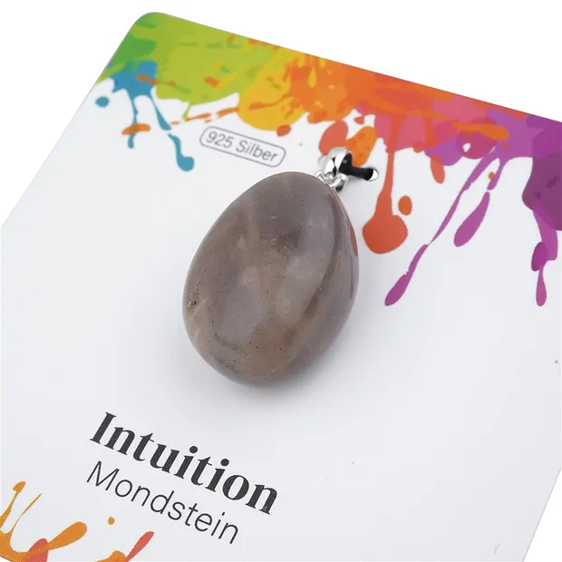 Pendant Moonstone, Tumbled Stone small, rhodiniert | Marco Schreier