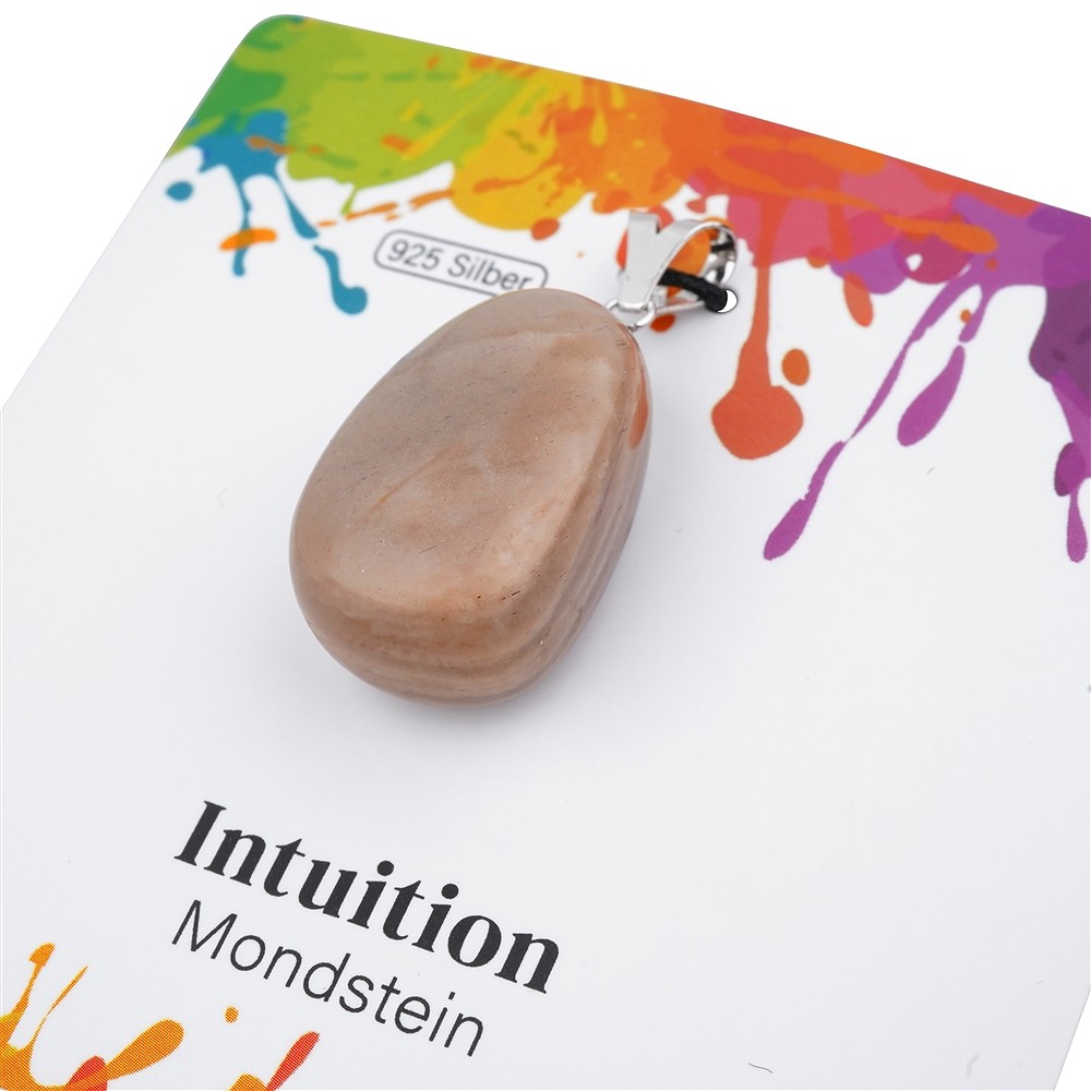 Anhänger Mondstein, Trommelstein groß, rhodiniert  | Marco Schreier