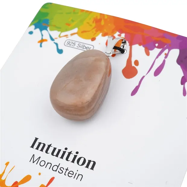 Pendant Moonstone, Tumbled Stone large, rhodiniert  | Marco Schreier