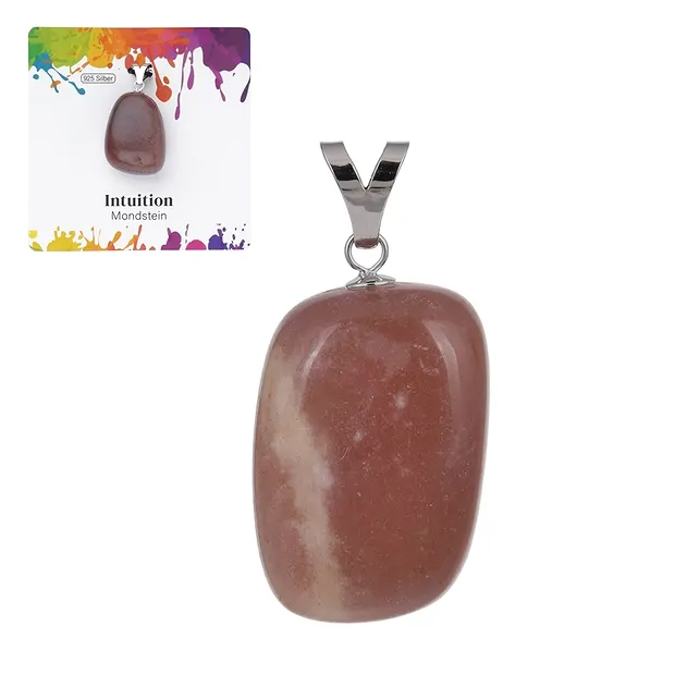 Pendant Moonstone, Tumbled Stone large, rhodiniert  | Marco Schreier