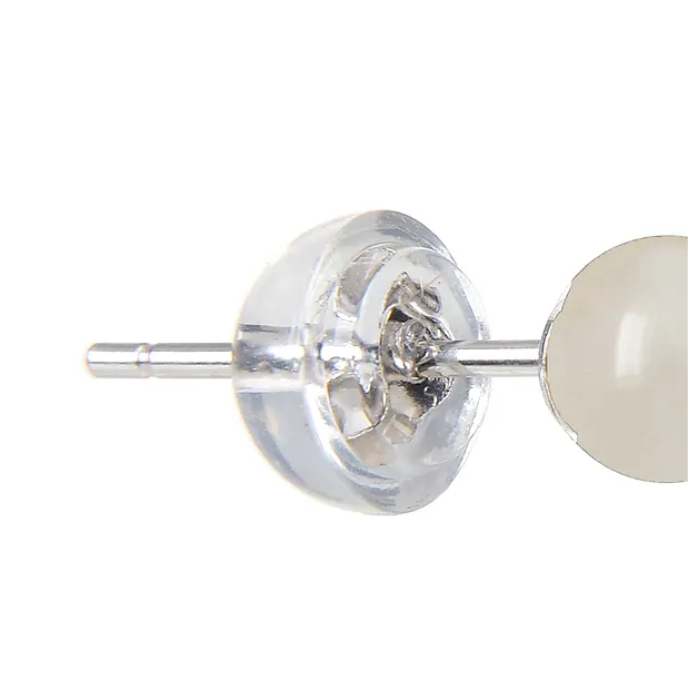 Earstuds Moonstone, ball, 6mm, rhodiniert | wholesaler gems & healing stones