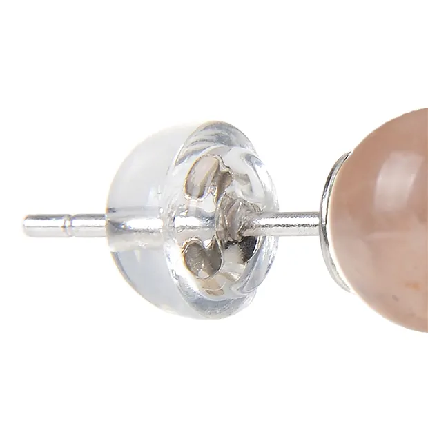 Clous d'oreilles pierre de lune, boule, 8mm, rhodié | Marco Schreier