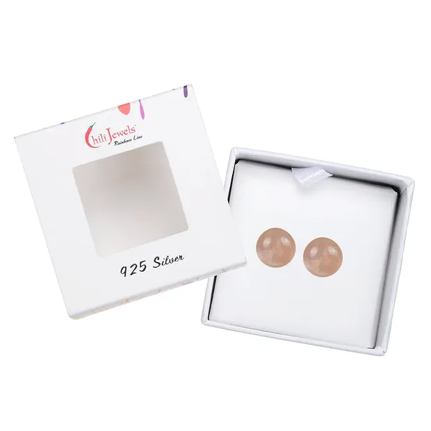 Clous d'oreilles pierre de lune, boule, 8mm, rhodié | Marco Schreier