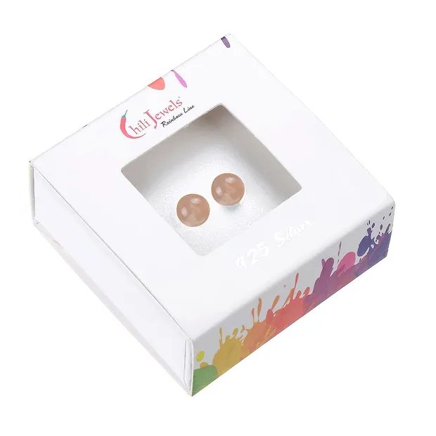 Ohrstecker Mondstein, Kugel, 8mm, rhodiniert | Edelsteine, Heilsteine & Schmuck