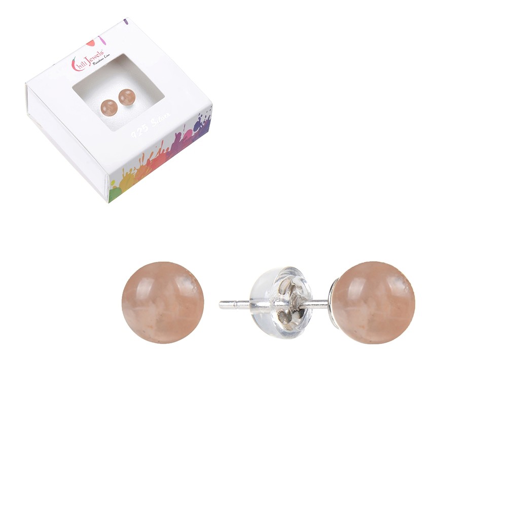 Pendientes Piedra de luna, esfera, 8mm, rodinado | Marco Schreier