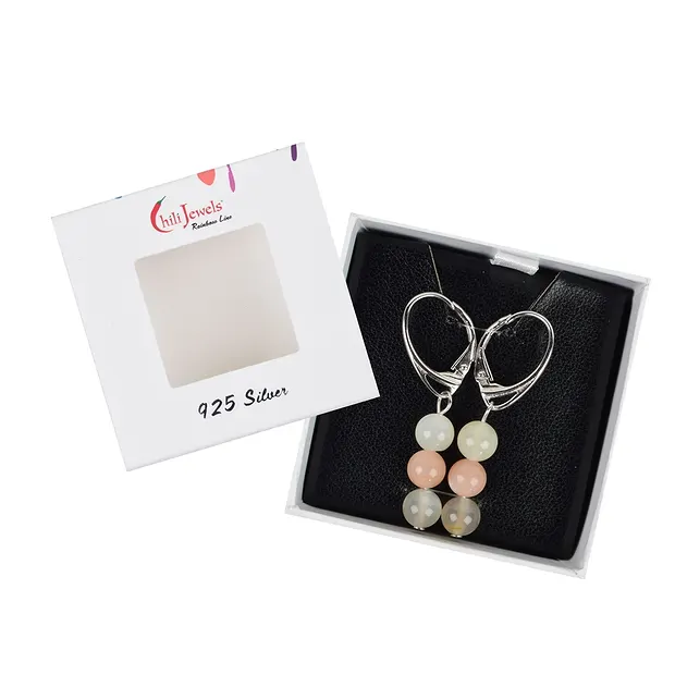 Boucles d'oreilles avec crochets en pierre de lune (multicolore), boules de 6mm, rhodié | Marco Schreier