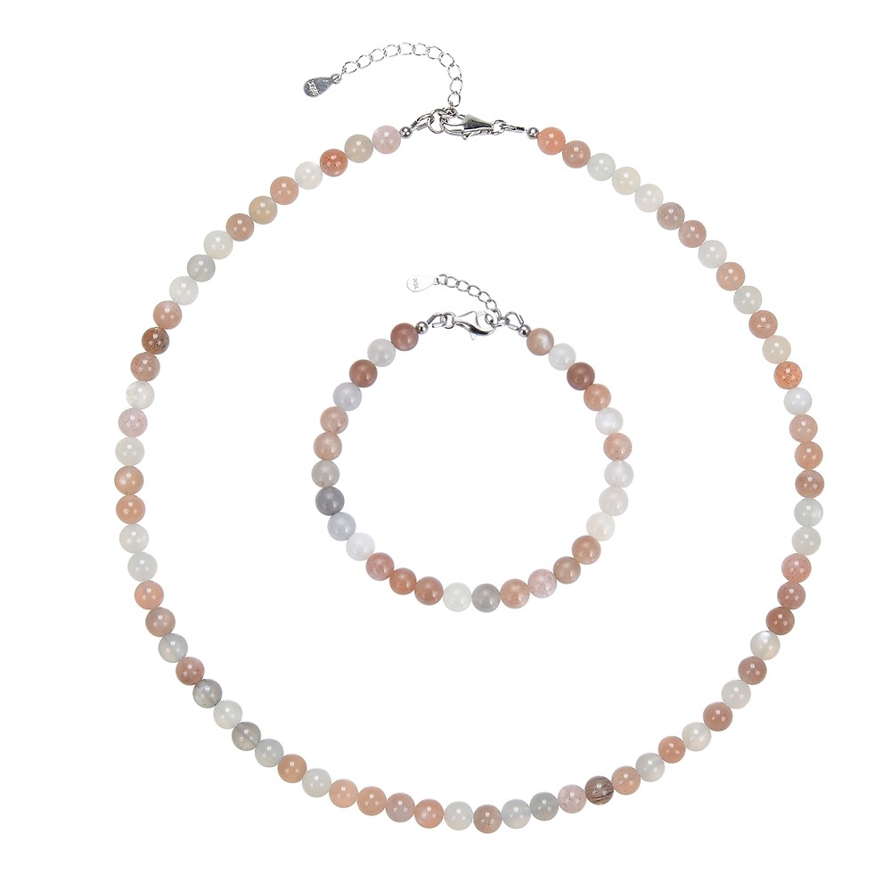 Earrings Moonstone (multicolored), 6mm beads, rhodiniert | Marco Schreier