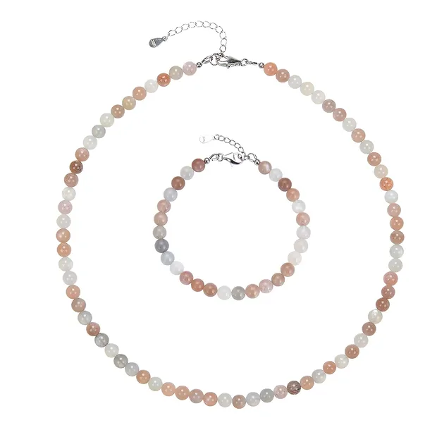 Boucles d'oreilles avec crochets en pierre de lune (multicolore), boules de 6mm, rhodié | Marco Schreier