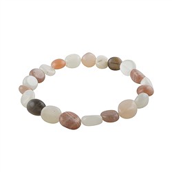 0611350090 Bracelet, pierre de lune (multicolore), Nuggets de 8 à 10 mm | Marco Schreier