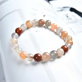Bracelet, Moonstone (multicolored), 08mm beads | gems, healing stones & jewelry