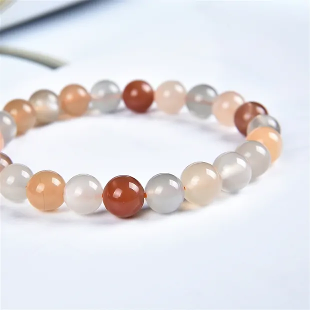 Bracelet, Pierre de lune (multicolore), 08mm boules | Marco Schreier
