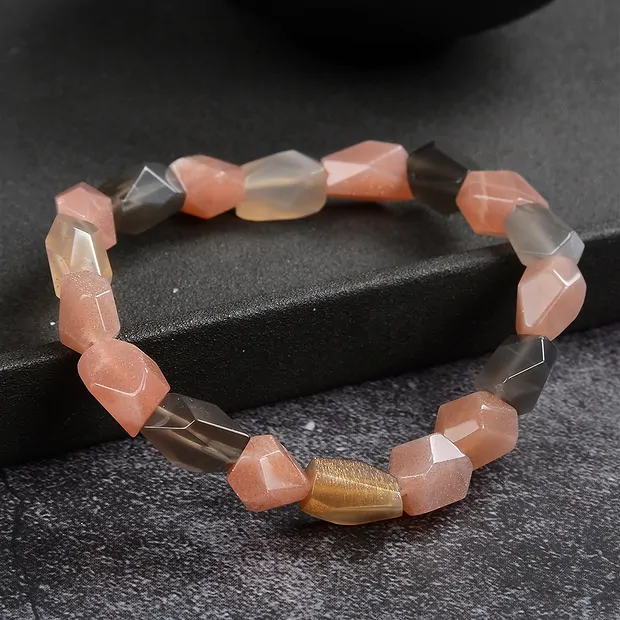Bracciale, Pietra di luna (colorata), pepite 08 x 10 mm, sfaccettate | Marco Schreier