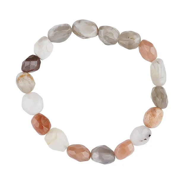 Bracelet, Moonstone (multicolored), 08 x 10mm nuggets, faceted | Marco Schreier