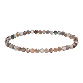 Bracelet, Moonstone (dark colored), 04mm beads, faceted | Marco Schreier