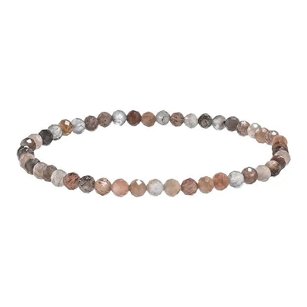 Bracelet, Moonstone (dark colored), 04mm beads, faceted | Marco Schreier