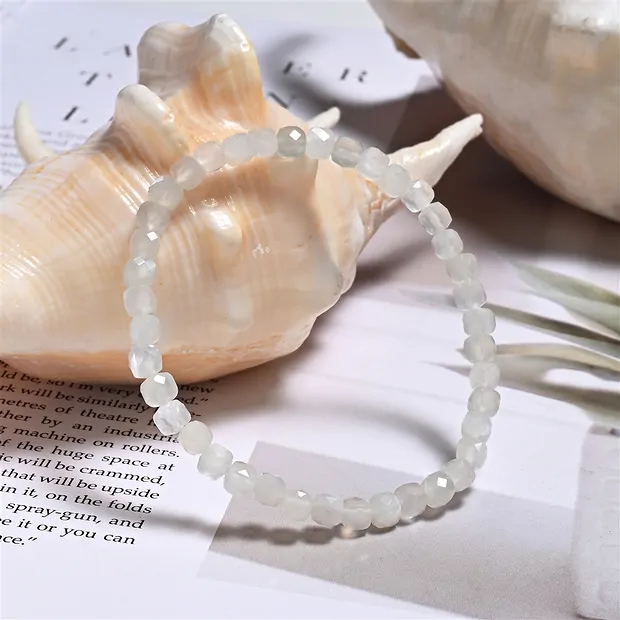 Bracciale, Pietra di luna (bianca), cubo di 04 mm, sfaccettato | Marco Schreier