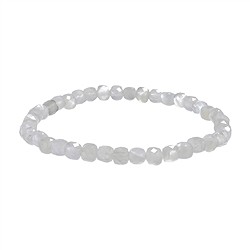 0611351044 Bracelet, Pierre de lune (blanche), 04mm cube, facetté | Marco Schreier