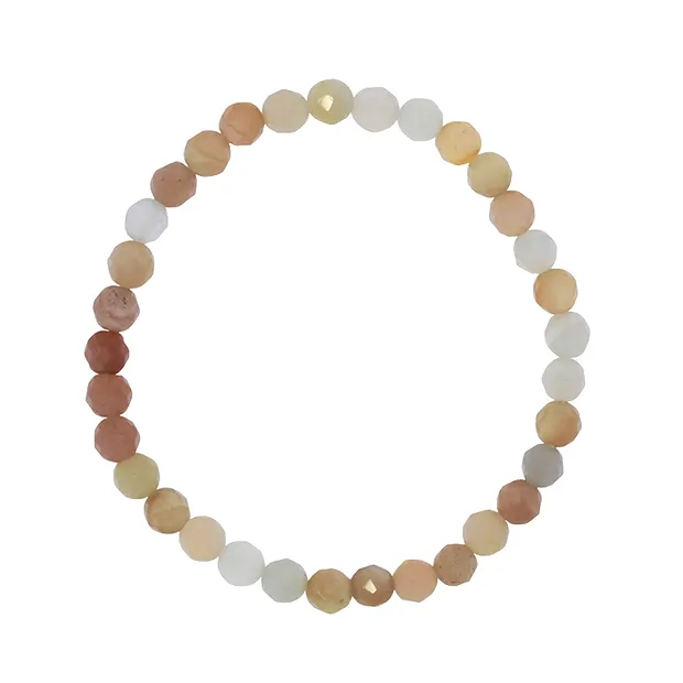 Bracelet, Pierre de lune (multicolore), 06mm boules, facettes | Marco Schreier