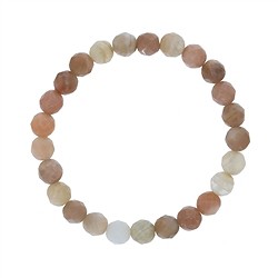 0611351081 Bracelet, Pierre de lune (multicolore), 08mm boules, facettes | Marco Schreier