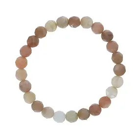 Bracelet, Pierre de lune (multicolore), 08mm boules, facettes | Marco Schreier