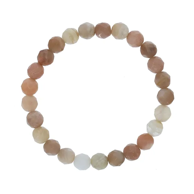 Bracelet, Pierre de lune (multicolore), 08mm boules, facettes | Marco Schreier